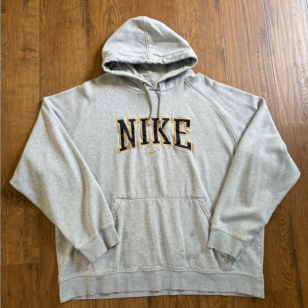 Vintage Y2K Gray Tag Nike Spell Out Hoodie Sweatshirt